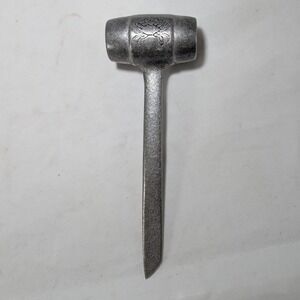 Vintage Cast Metal Crab Mallet Seafood Cracker Tool Silver Tone Engraved Crab
